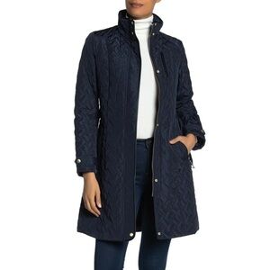 Cole Haan Long Line Navy Lightweight Quilted Jacket Size L